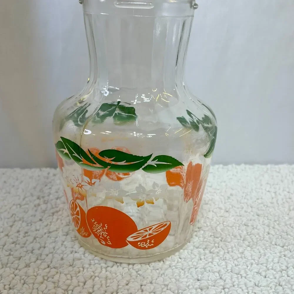 Oranges by Anchor Hocking Glass OJ Juice Container Carafe No Lid 40 oz 1960s/70s